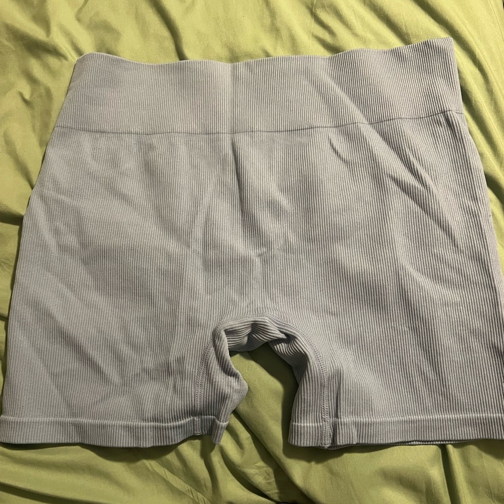 Women's Light Blue Ribbed Shorts